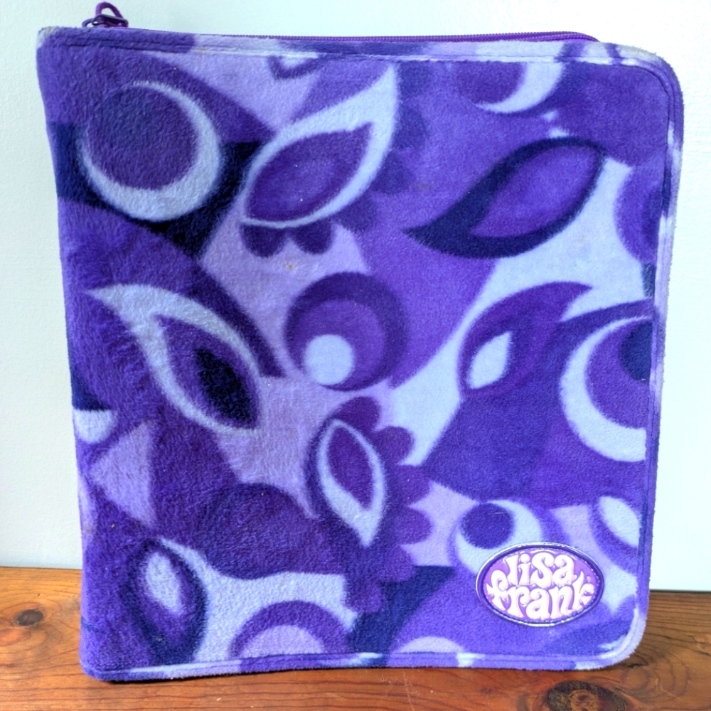 Lisa Frank Fuzzy Purple 3 Ring Zip Binder Y2K